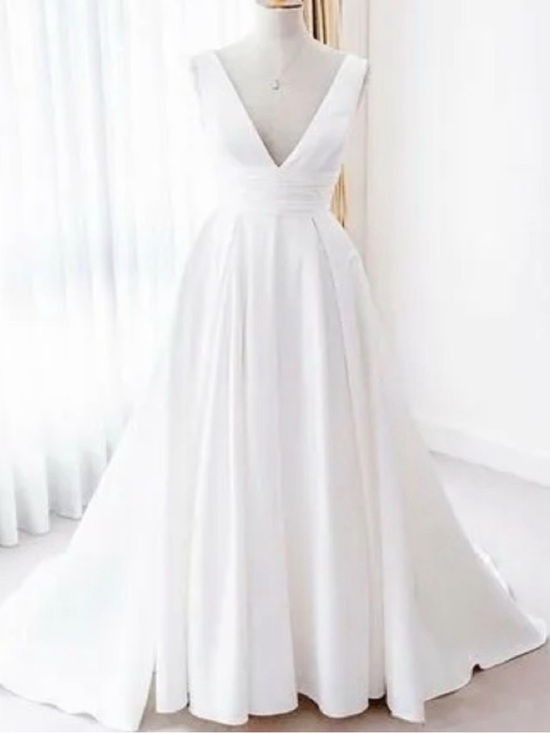 David's Bridal Dresses & Skirts - David’s Bridal V-Neck White A-Line Dress